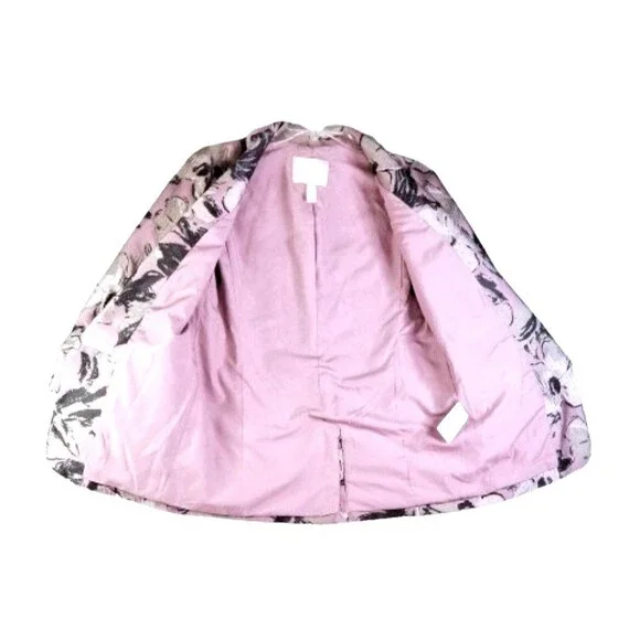 Anthropologie HUTCH Blazer Jacket Pink Floral 3/4 Sleeves Sz Small Shimmery Open - Picture 8 of 13